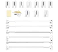 Honeyes - Barras de cristal extensible, barra sin perforación, ajustable, barra de cortina para ventanas de PVC para cortinas de malla y ganchos, cortina adhesiva, color blanco (6 unidades 50-90 cm)