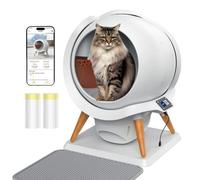 HoneyGuaridan Arenero Gatos Autolimpiable, Caja de Arena Automática con Control App, Arenero Automático, 63L WC Gato, IPX5 Resistente al Agua/Olores/Sensor Seguridad/Multi-Gatos/Silenciosa
