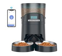 HoneyGuaridan Comedero Automático 2.4G WiFi, Dispensador Comida para 2 Gatos/Perros con Mando a Distancia App, Grabación 10s, 1-6 Comidas al día, Programa Personalizado de Alimentación Automática