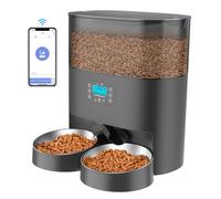 HoneyGuaridan Comedero automático para gatos de 6 litros para 2 gatos, 2.4 G WiFi habilitado para alimentación inteligente, alimentador automático para mascotas para gatos y perros, dispensador de