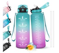 HoneyHolly Botella Agua, 1.5L Botella Agua Gimnasio con Pajita, Cantimplora con Marcador de Tiempo, Water Bottle, Prueba de Fugas, Cantimplora para Escuela, Senderismo, Fitness