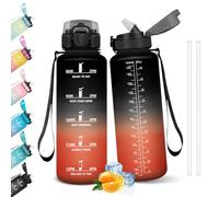 HoneyHolly Botella Agua, 1.5L Botella Agua Gimnasio con Pajita, Cantimplora, con Marcador de Tiempo, Water Bottle Deportiva, Prueba de Fugas, Cantimplora para Escuela, Senderismo, Fitness