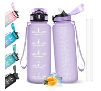 HoneyHolly Botella Agua, 1.5L Botella Agua Gimnasio con Pajita, Cantimplora con Marcador de Tiempo, Water Bottle, Prueba de Fugas, Cantimplora para Escuela, Senderismo, Fitness