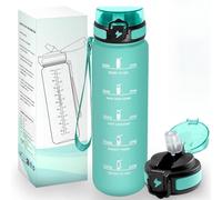 HoneyHolly Botella Agua 1 Litro, Libre de BPA & Reutilizable, Cantimplora, con Pajita, Gimnasio, Botella de Agua con Marcador de Tiempo, Cantimplora para Sport, Bicicleta, Gimnasio, Escuela