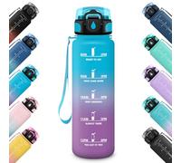 HoneyHolly Botella Agua 1 Litro, Motivacional Botella de Agua Gimnasio, Marcador de Tiempo, Cantimplora, Prueba de Fugas, Reutilizable, Cantimplora para Yoga, Camping, Fitness, Escuela