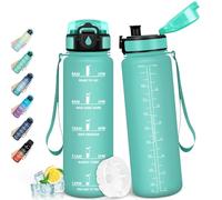 HoneyHolly Botella Agua 1L, Libre de BPA, Cantimplora, Marcador de Tiempo, Portátil, Botella Agua Gimnasio, A Prueba de Fugas, Cantimplora para Gimnasio, Ciclismo, Oficina y Exteriores