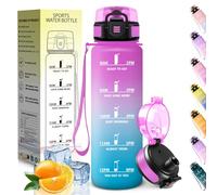 HoneyHolly Botella Agua, 1L, Marcador de Tiempo, Portátil, Cantimplora, Libre de BPA, Botella Agua Gimnasio, A Prueba de Fugas, Water Bottle para Gimnasio, Ciclismo, Oficina y Exteriores