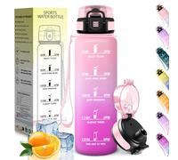 HoneyHolly Botella Agua, 1L, Marcador de Tiempo, Portátil, Cantimplora, Libre de BPA, Botella Agua Gimnasio, A Prueba de Fugas, Water Bottle para Gimnasio, Ciclismo, Oficina y Exteriores