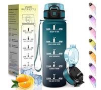 HoneyHolly Botella Agua, 1L, Marcador de Tiempo, Portátil, Cantimplora, Libre de BPA, Botella Agua Gimnasio, A Prueba de Fugas, Water Bottle para Gimnasio, Ciclismo, Oficina y Exteriores