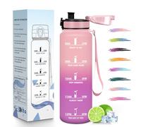 HoneyHolly Botella Agua, 1L, Marcador de Tiempo, Portátil, Cantimplora, Reutilizable, Botella Agua Gimnasio, A Prueba de Fugas, Cantimplora para Gimnasio, Ciclismo, Oficina y Exteriores