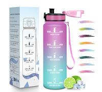 HoneyHolly Botella Agua, 1L, Marcador de Tiempo, Portátil, Cantimplora, Reutilizable, Botella Agua Gimnasio, A Prueba de Fugas, Cantimplora para Gimnasio, Ciclismo, Oficina y Exteriores