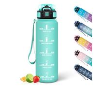 HoneyHolly Botella Agua, 1L, Marcador de Tiempo, Portátil, Water Bottle, Reutilizable, Botella Agua Gimnasio, A Prueba de Fugas, Cantimplora para Gimnasio, Ciclismo, Oficina y Exteriores
