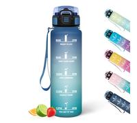 HoneyHolly Botella Agua, 1L, Marcador de Tiempo, Portátil, Water Bottle, Reutilizable, Botella Agua Gimnasio, A Prueba de Fugas, Cantimplora para Gimnasio, Ciclismo, Oficina y Exteriores