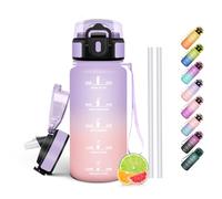 HoneyHolly Botella Agua, 500 ml con Pajita, Cantimplora, Prueba de Fugas, Botella Agua Niños Colegio, Libre de BPA, Water Bottle para Niños, Deporte, Running, Gimnasio, Bicicleta