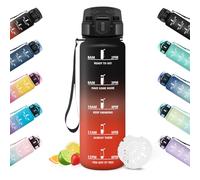 HoneyHolly Botella Agua, 500ML, A Prueba de Fugas Botellas de Agua, Reutilizable Botella Agua Gimnasio, con Marcador de Tiempo, Botella para Correr, Andar en Bicicleta, Trabajar, Ir a La Escuela