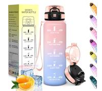 HoneyHolly Botella Agua, 500ML, A Prueba de Fugas Cantimplora, Libre de BPA Botella Agua para Niños, con Marcador de Tiempo, Cantimplora para Correr, Andar en Bicicleta, Trabajar, Ir a La Escuela