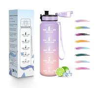 HoneyHolly Botella Agua, 500ML, A Prueba de Fugas Cantimplora, Reutilizable Botella Agua Gimnasio, con Marcador de Tiempo, Water Bottle para Correr, Andar en Bicicleta, Trabajar, Ir a La Escuela