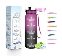 HoneyHolly Botella Agua, 500ML, A Prueba de Fugas Cantimplora, Reutilizable Botella Agua Gimnasio, con Marcador de Tiempo, Water Bottle para Correr, Andar en Bicicleta, Trabajar, Ir a La Escuela