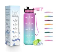 HoneyHolly Botella Agua, 500ML, A Prueba de Fugas Cantimplora, Reutilizable Botella Agua Gimnasio, con Marcador de Tiempo, Water Bottle para Correr, Andar en Bicicleta, Trabajar, Ir a La Escuela