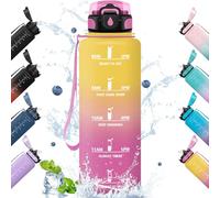 HoneyHolly Botella Agua Gimnasio 1.5L, con Pajita, con Marcador de Tiempo, Botella de Agua Deportiva, Prueba de Fugas, Cantimplora para Escuela, Senderismo, Fitness