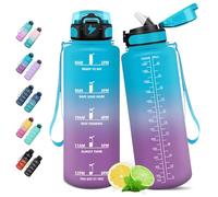 HoneyHolly Botella Agua Gimnasio 1.5L, con Pajita, con Marcador de Tiempo, Botella de Agua Deportiva, Prueba de Fugas, Cantimplora para Escuela, Senderismo, Fitness