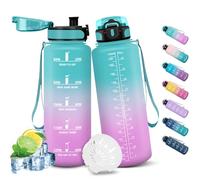 HoneyHolly Botella Agua, Motivacional 1,5 Litro, Cantimplora Gimnasio, Marcador de Tiempo, Cantimplora, Prueba de Fugas, Botella de Agua, Reutilizable, Water Bottle para Escuela Camping Fitness