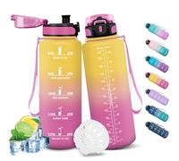 HoneyHolly Botella Agua, Motivacional 1,5 Litro, Cantimplora Gimnasio, Marcador de Tiempo, Cantimplora, Prueba de Fugas, Botella de Agua, Reutilizable, Water Bottle para Escuela Camping Fitness