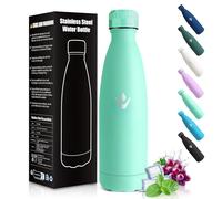 HoneyHolly Botella Agua Niños, Sin BPA 500ML, Botella Termica, Acero Inoxidable 18/8, Cantimplora, A Prueba de Fugas Reutilizable, Termo para Camping, Gimnasio, Escuela, Deportes-Azul Verde