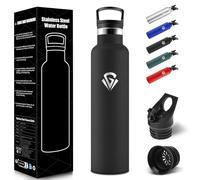 HoneyHolly Botella Termica 1 Litro, Acero Inoxidable 18/8, Botella Agua Termica, Sin BPA, Termo, A Prueba de Fugas, Cantimplora para Camping, Excursión, Yoga, Water Bottle-Negro