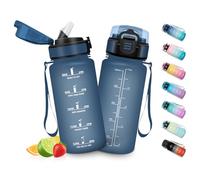 HoneyHolly Botellas de Agua para Niños 500ML, Botella Agua sin BPA con Marcador de Tiempo, Plastico Botella de Agua Deportiva Motivacional, con Pajita, Cantimplora para Colegio, Bicicleta