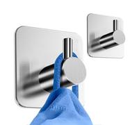 HoneyHolly Ganchos Adhesivos Para Pared, 2 Piezas Colgadores Adhesivos Resistentes, Acero Inoxidable, Colgadores Adhesivos Resistentes, sin Taladrar, Colgador Toalla Baño para Cocina, Baño, Aseo