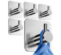 HoneyHolly Ganchos Adhesivos Para Pared, 5 Piezas Toalleros de Baño Sin Taladro, Acero Inoxidable a Alta Carga, Polivalentes, Ganchos Para Colgar, Cocina, Baño