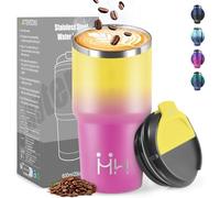 HoneyHolly Termo Cafe 600 ML, Reutilizables, Vaso Termico Cafe Antigoteo para Coche, Acero Inoxidable 304, Taza Termica Para Llevar, Termo Café Hermético para Café Frío y Caliente, Leche y Té