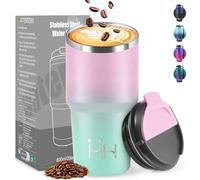 HoneyHolly Termo Cafe 600 ML, Reutilizables, Vaso Termico Cafe Antigoteo para Coche, Acero Inoxidable 304, Taza Termica Para Llevar, Termo Café Hermético para Café Frío y Caliente, Leche y Té
