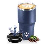 HoneyHolly Termo Cafe 600 ML, Reutilizables, Vaso Termico Cafe Antigoteo para Coche, Acero Inoxidable 304, Taza Termica Para Llevar, Termo Café Hermético para Café Frío y Caliente, Leche y Té