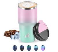 HoneyHolly Termo Cafe 600 ML, Reutilizables, Vaso Termico Cafe Antigoteo para Coche, Acero Inoxidable 304, Taza Termica Para Llevar, Termo Café Hermético para Café Frío y Caliente, Leche y Té