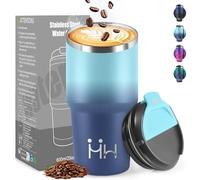HoneyHolly Termo Cafe 600 ML, Reutilizables, Vaso Termico Cafe Antigoteo para Coche, Acero Inoxidable 304, Taza Termica Para Llevar, Termo Café Hermético para Café Frío y Caliente, Leche y Té