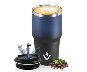 HoneyHolly Termo Cafe 600 ML, Reutilizables, Vaso Termico Cafe Antigoteo para Coche, Acero Inoxidable 304, Taza Termica Para Llevar, Termo Café Hermético para Café Frío y Caliente, Leche y Té