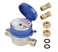 Honeyhouse Medidor de flujo de agua, medidor de agua para el hogar de tipo seco de flujo único de 15 mm con accesorios medidor de agua fría de 1/2 pulgada para uso en el jardín y el hogar