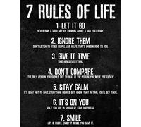 HoneyKICK Póster motivacional de 7 reglas de la vida para oficina en casa, impreso en papel de cartulina premium, tamaño 11 x 14 pulgadas, impresión perfecta para dormitorio