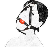 Honeylust - BDSM Mordaza con Gag Ball Arnés de Cabeza, bola mordaza en silicona cuero sintético ajustable, Bondage Gag para parejas fetiches SM