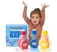 Honeysticks Burbujas de Bañera para Niños - Espuma de Baño a Base de Plantas - Bubble Bath que Cambia el Color del Agua y Crea Mucha Espuma - No Tóxica, No Irritante - 3 Uds - Azul, Amarillo, Rojo