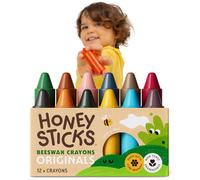 Honeysticks Ceras de Colores 100% Pura Cera de Abeja (12 Unidades) Naturales, No Tóxicas, Seguras para Niños, Hechas a Mano en Nueva Zelanda, para Mayores de 1 Año