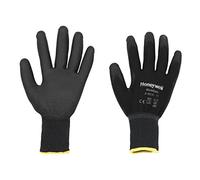 Honeywell 2100251-10 Workeasy PU Guantes de Punto Negros, Lavables Industrialmente, 25 cm de Largo, Calibre 13, Talla 10 (Paquete de 10 pares)