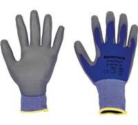 Honeywell 2400260-09 Guantes Perfect Poly Skin, Guante Punto Poliamida, Recubrimiento de Poliuretano Gris en Palma y Puntas de los Dedos, Color Azul, 24 cm de Largo, Talla 9 (CAJA con 10 Pares)