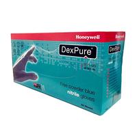 Honeywell 4580195-10 DEXPure 801-95 Guantes de Nitrilo Desechables Sin Polvo, Color Azul, Certificados para Contacto con Alimentos, Buena Resistencia Mecánica, Talla 10 (CAJA de 50 Guantes/25 Pares)