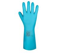 Honeywell Flextril 101V Guantes de protección contra productos químicos de nitrilo con tecnología Super Grip, Moisture Dispersion Technology, Código QR, tamaño 9L, 32-3011E/9L/N (bolsa de 12 pares)