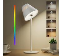 Honeywell Lámpara de mesa inalámbrica recargable, M1 Sunturalux, lámpara de escritorio LED portátil, 5200 mAh, funciona con pilas, 4 colores, 9 RGB, control táctil, luz nocturna para restaurante