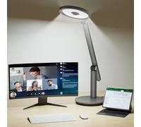 Honeywell Lampara Escritorio, H6 Sunturalux ™ Flexo LED Escritorio, Lámpara de Escritorio Regulable de 800 lm con Temporizador, Lámpara de Mesa para Cámara Web Circular, Estudio y Dormitorio