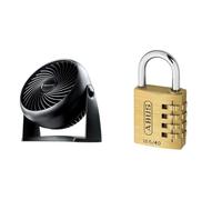 Honeywell TurboForce turbo ventilador y candado de combinación ABUS 165/40 - candado de latón - con código numérico ajustable individualmente - candado para maleta/taquilla - nivel de seguridad ABUS 4